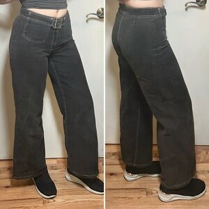Vtg 90s Y2K Straight Wide Leg Skater Rave Grunge Flare Black Jeans JNCO 10 11 12